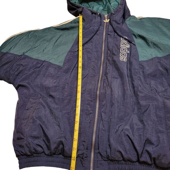 ADIDAS Bomber Jacket Green Blue Rain Proof Quilted Lining Elastic Cuff Band - Picture 5 of 9
